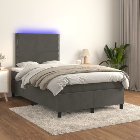 Letto a Molle con Materasso e LED Grigio Scuro 120x200 cm