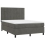 Letto a Molle con Materasso e LED Grigio Scuro 140x200 cm