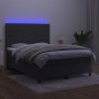 Letto a Molle con Materasso e LED Grigio Scuro 140x200 cm