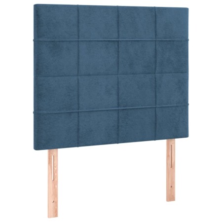 Letto a Molle con Materasso e LED Blu Scuro 100x200 cm