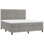 Letto a Molle Materasso e LED Grigio Chiaro 180x200 cm Velluto