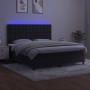 Letto a Molle con Materasso e LED Nero 160x200 cm in Velluto