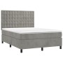 Letto a Molle Materasso e LED Grigio Chiaro 140x200 cm Velluto