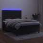 Letto a Molle con Materasso e LED Nero 140x200 cm in Velluto