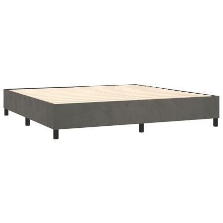 Letto a Molle con Materasso e LED Grigio Scuro 200x200 cm