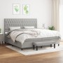 Giroletto a Molle con Materasso Grigio Chiaro 200x200cm Tessuto