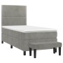Giroletto a Molle con Materasso Grigio Chiaro 90x200 cm Velluto