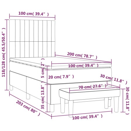 Giroletto a Molle con Materasso Grigio Scuro 100x200 cm Velluto