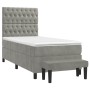 Giroletto a Molle con Materasso Grigio Chiaro 90x190 cm Velluto