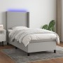 Letto a Molle Materasso e LED Grigio Chiaro 80x200 cm Tessuto