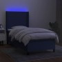 Letto a Molle con Materasso e LED Blu 90x190 cm in Tessuto