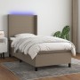 Letto a Molle con Materasso e LED Tortora 100x200cm in Tessuto