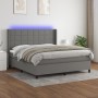 Letto a Molle Materasso e LED Grigio Scuro 180x200cm in Tessuto