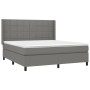 Letto a Molle Materasso e LED Grigio Scuro 180x200cm in Tessuto