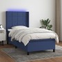 Letto a Molle con Materasso e LED Blu 100x200cm in Tessuto