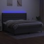 Letto a Molle Materasso e LED Grigio Scuro 200x200cm in Tessuto