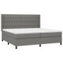 Letto a Molle Materasso e LED Grigio Scuro 200x200cm in Tessuto