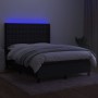 Letto a Molle con Materasso e LED Nero 140x190 cm in Tessuto