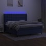 Letto a Molle con Materasso e LED Blu 180x200 cm in Tessuto