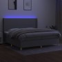 Letto a Molle Materasso e LED Grigio Chiaro 200x200 cm Tessuto