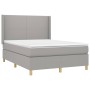 Letto a Molle Materasso e LED Grigio Chiaro 140x200 cm Tessuto