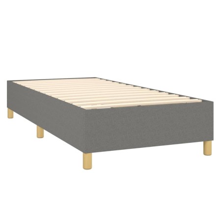 Letto a Molle Materasso e LED Grigio Scuro 90x190 cm in Tessuto