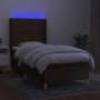 Letto a Molle con Materasso e LED Tortora 90x200 cm in Tessuto