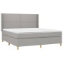 Letto a Molle Materasso e LED Grigio Chiaro 160x200 cm Tessuto