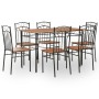 Set da Pranzo 7 pz in MDF e Acciaio Marrone