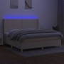 Letto a Molle Materasso e LED bianco 200x200cm in Tessuto