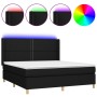 Letto a Molle con Materasso e LED Nero 160x200 cm in Tessuto