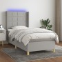 Letto a Molle Materasso e LED Grigio Chiaro 90x200 cm Tessuto