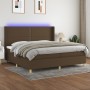 Letto a Molle Materasso e LED MarroneScuro 200x200cm in Tessuto