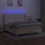 Letto a Molle con Materasso e LED Crema 180x200 cm in Tessuto