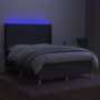 Letto a Molle Materasso e LED Grigio Scuro 140x190cm in Tessuto