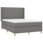 Letto a Molle Materasso e LED Grigio Scuro 140x190cm in Tessuto