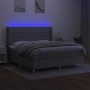 Letto a Molle Materasso e LED Grigio Chiaro 180x200 cm Tessuto