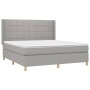 Letto a Molle Materasso e LED Grigio Chiaro 180x200 cm Tessuto