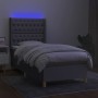 Letto a Molle Materasso e LED Grigio Chiaro 80x200 cm Tessuto