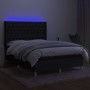 Letto a Molle con Materasso e LED Nero 140x200 cm in Tessuto