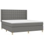 Letto a Molle Materasso e LED Grigio Scuro 180x200cm in Tessuto