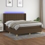 Letto a Molle Materasso e LED MarroneScuro 180x200cm in Tessuto