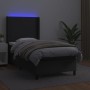 Giroletto a Molle con Materasso e LED Nero 90x190 cm Similpelle