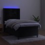 Letto a Molle con Materasso e LED Nero 100x200 cm in Velluto