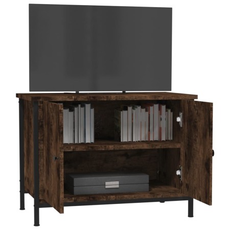 Mobile TV con Ante Rovere Fumo 60x35x45 cm in Legno Multistrato