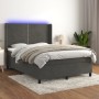 Letto a Molle con Materasso e LED Grigio Scuro 140x200 cm