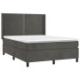 Letto a Molle con Materasso e LED Grigio Scuro 140x200 cm