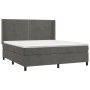 Letto a Molle con Materasso e LED Grigio Scuro 160x200 cm
