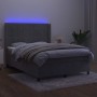 Letto a Molle Materasso e LED Grigio Chiaro 140x200 cm Velluto