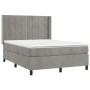 Letto a Molle Materasso e LED Grigio Chiaro 140x200 cm Velluto